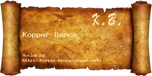 Kopper Bence névjegykártya